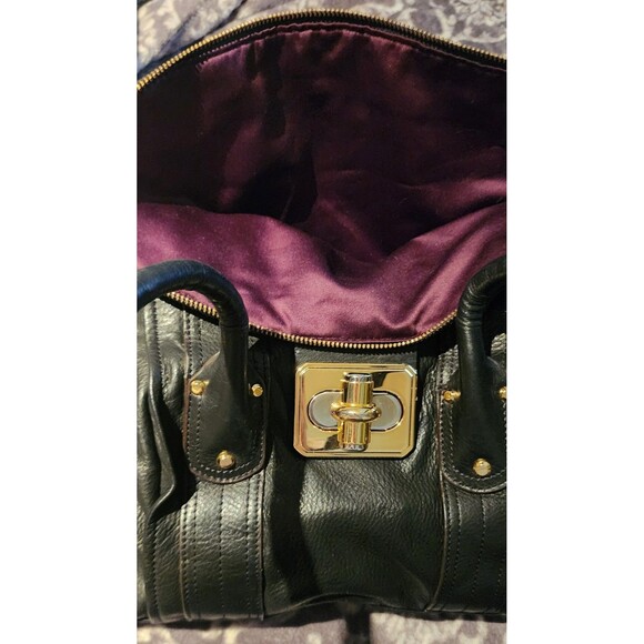 B. MAKOWSKY Black Butter Soft LEATHER Hobo TurnLock Lg Shoulder Bag Purse VguC - Picture 11 of 16